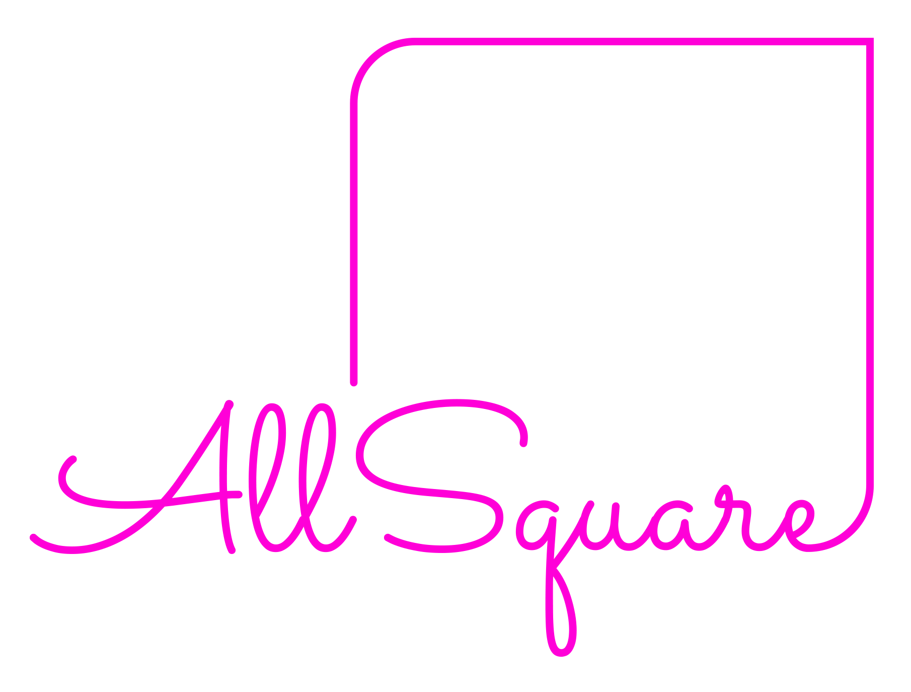 Pink 'All Square' logo on a white background