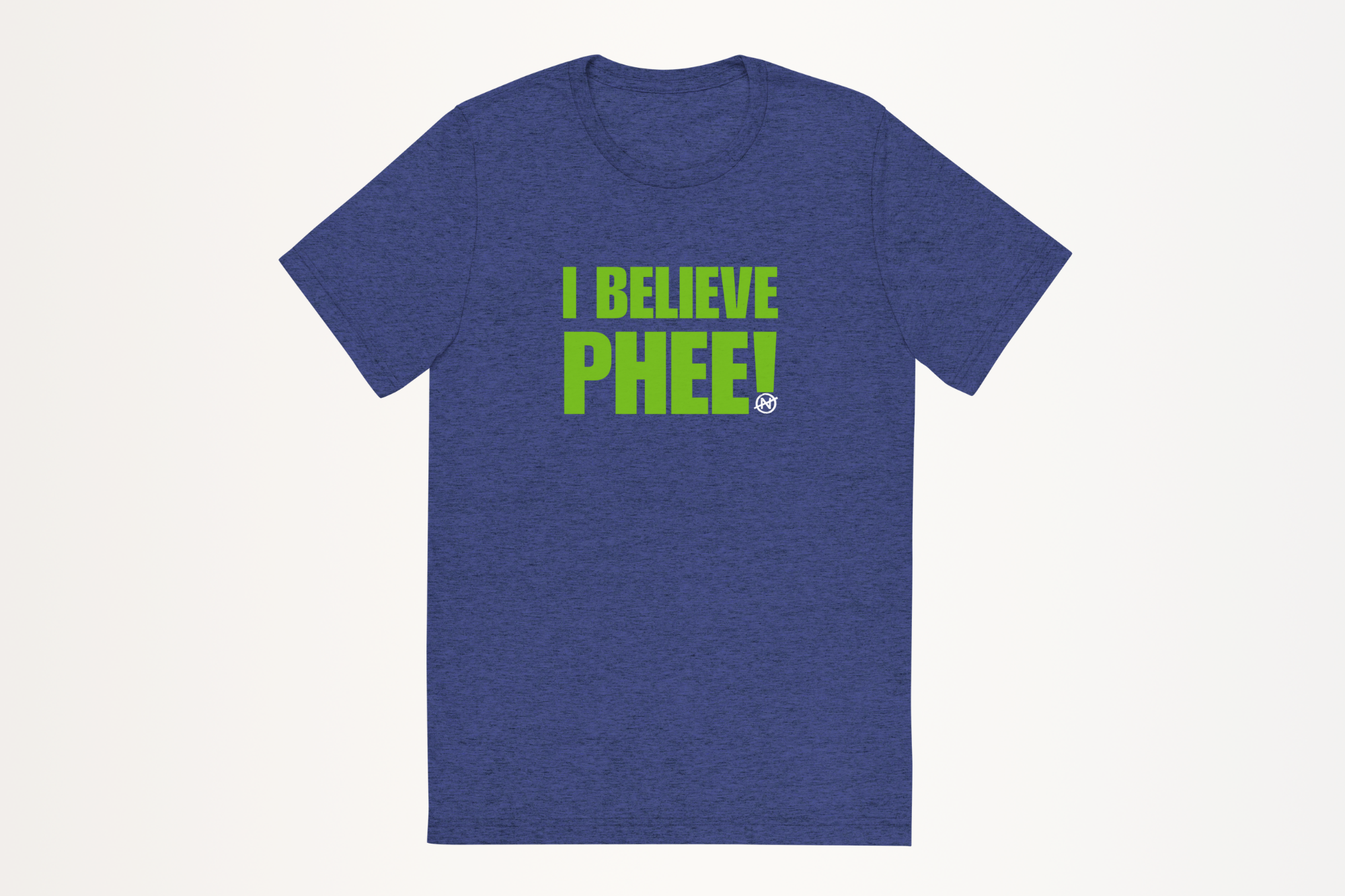 A heather blue unisex tee with lynx green text featuring the bold statement text “I BELIEVE PHEE!” centered on the front. The shirt represents solidarity with WNBA player Napheesa Collier and women athletes speaking truth to power. Designed by No Assumptions Apparel, it stands for gender equity, justice, and accountability in women’s sports. The minimalist design makes a strong visual statement about believing women, amplifying voices, and calling for fairness and reform within the WNBA and beyond.