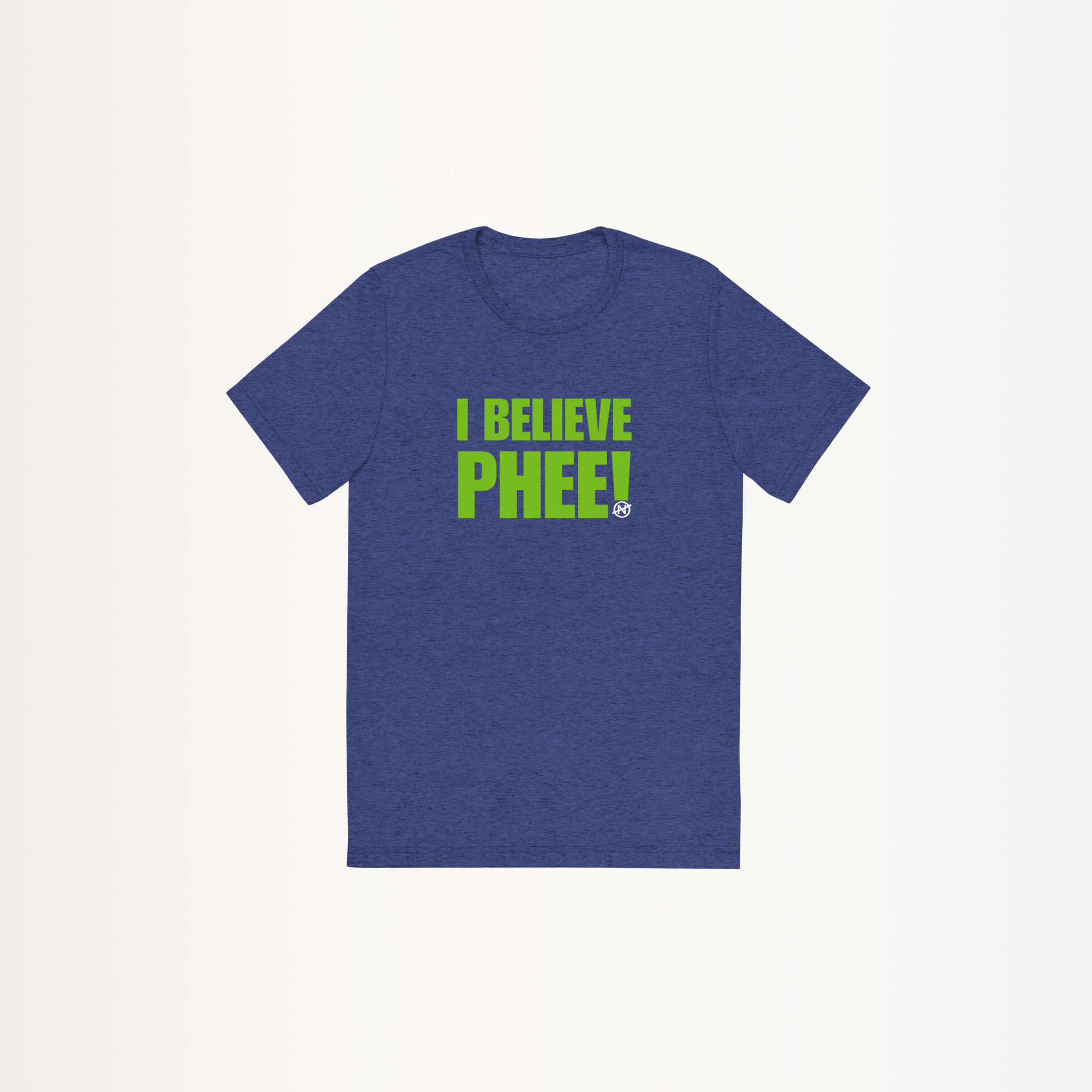 A heather blue unisex tee with lynx green text featuring the bold statement text “I BELIEVE PHEE!” centered on the front. The shirt represents solidarity with WNBA player Napheesa Collier and women athletes speaking truth to power. Designed by No Assumptions Apparel, it stands for gender equity, justice, and accountability in women’s sports. The minimalist design makes a strong visual statement about believing women, amplifying voices, and calling for fairness and reform within the WNBA and beyond.
