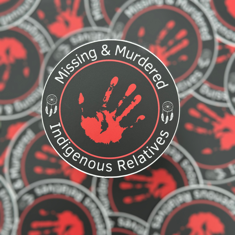Missing and Murdered Indigenous Relatives Red Hand Round Sticker
