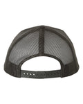 This image shows the back of a white mesh snapback trucker hat. 